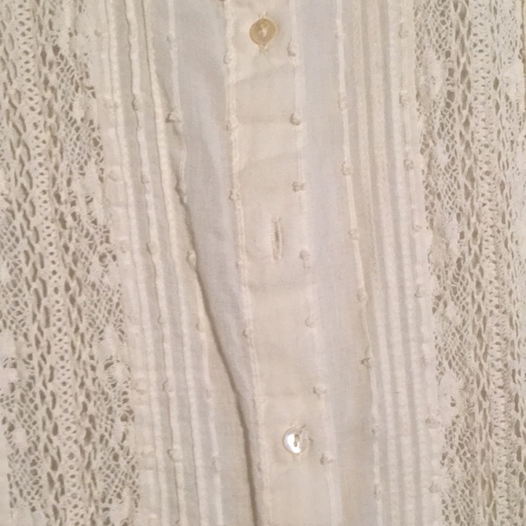 Zara Ecru Mesh Button Down Tunic - Picture 3 of 4